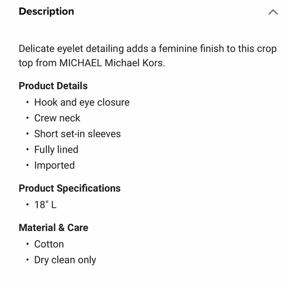 Michael Kors White Crop-Delicate eyelet detailing add a feminine finish - Picture 4 of 4